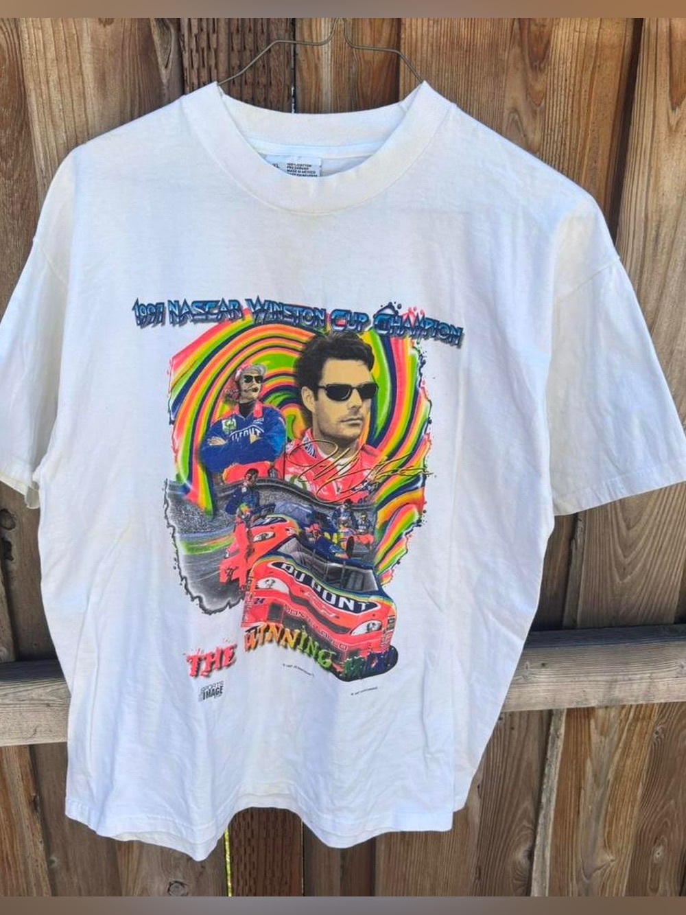 White Graphic NASCAR Winston Cup Tribute T-Shirt